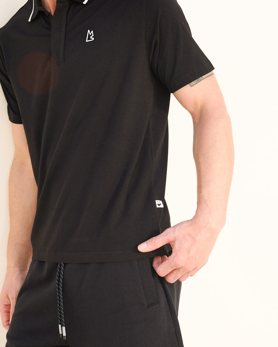 Black Bamboo Fitted Polo