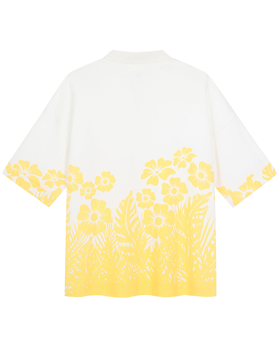 Floral Palm Boxy Polo