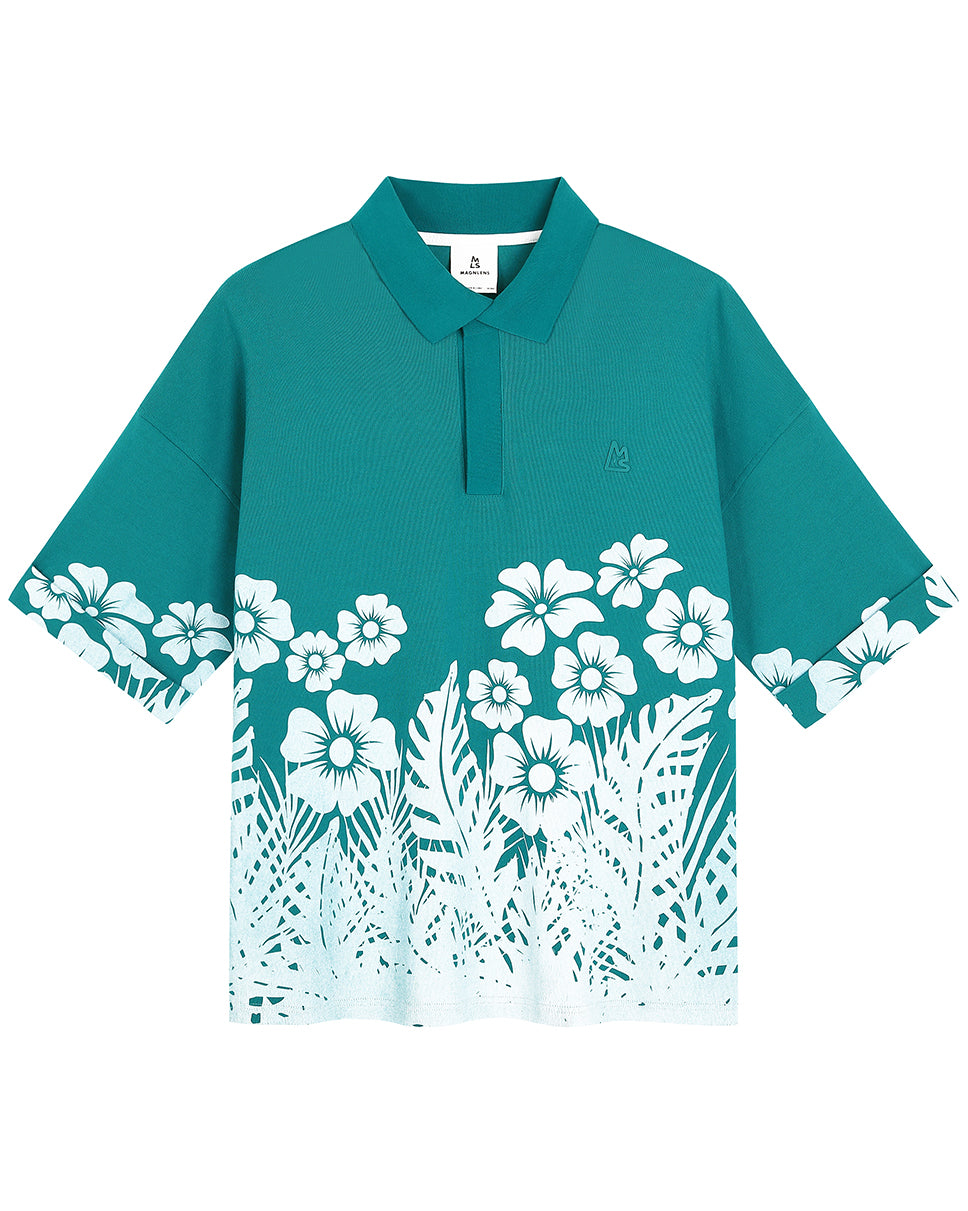 Floral Palm Boxy Polo