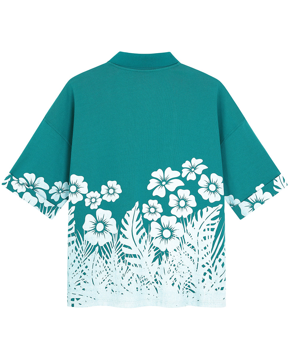 Floral Palm Boxy Polo