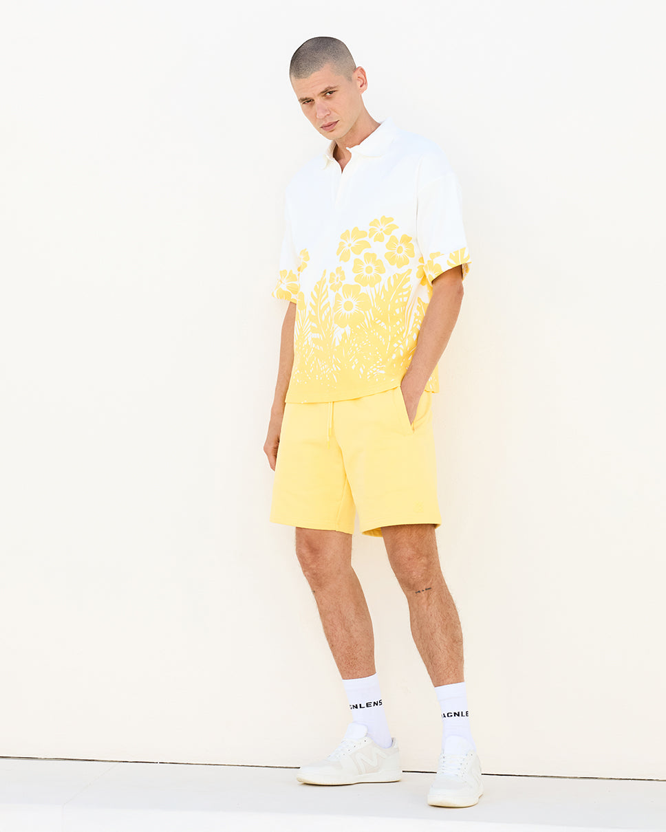 Floral Palm Boxy Polo