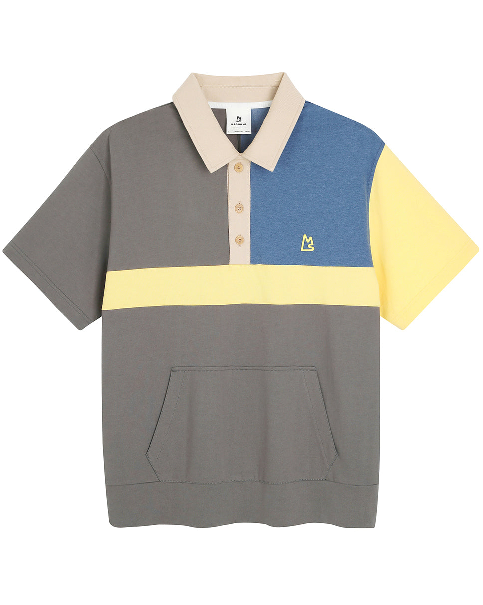 Ash Gray Multi Rugby Color-Blocked Shirt