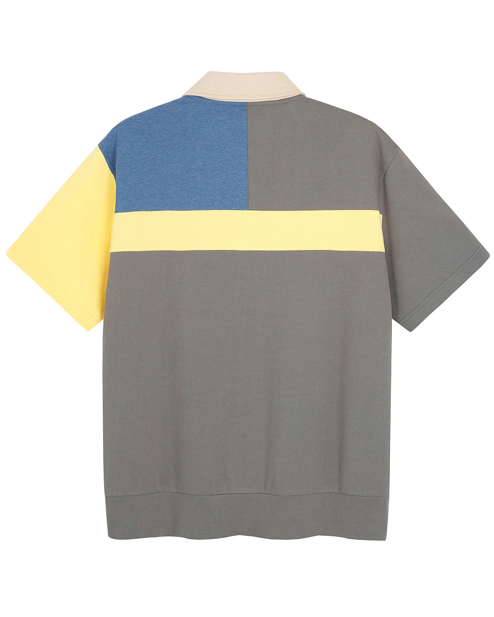 Ash Gray Multi Rugby Color-Blocked Shirt
