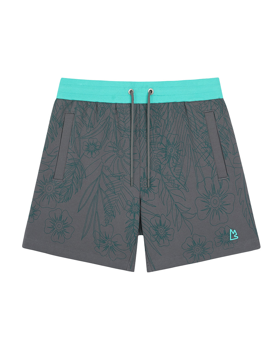 Grey Floral Outline Ross 6" Shorts