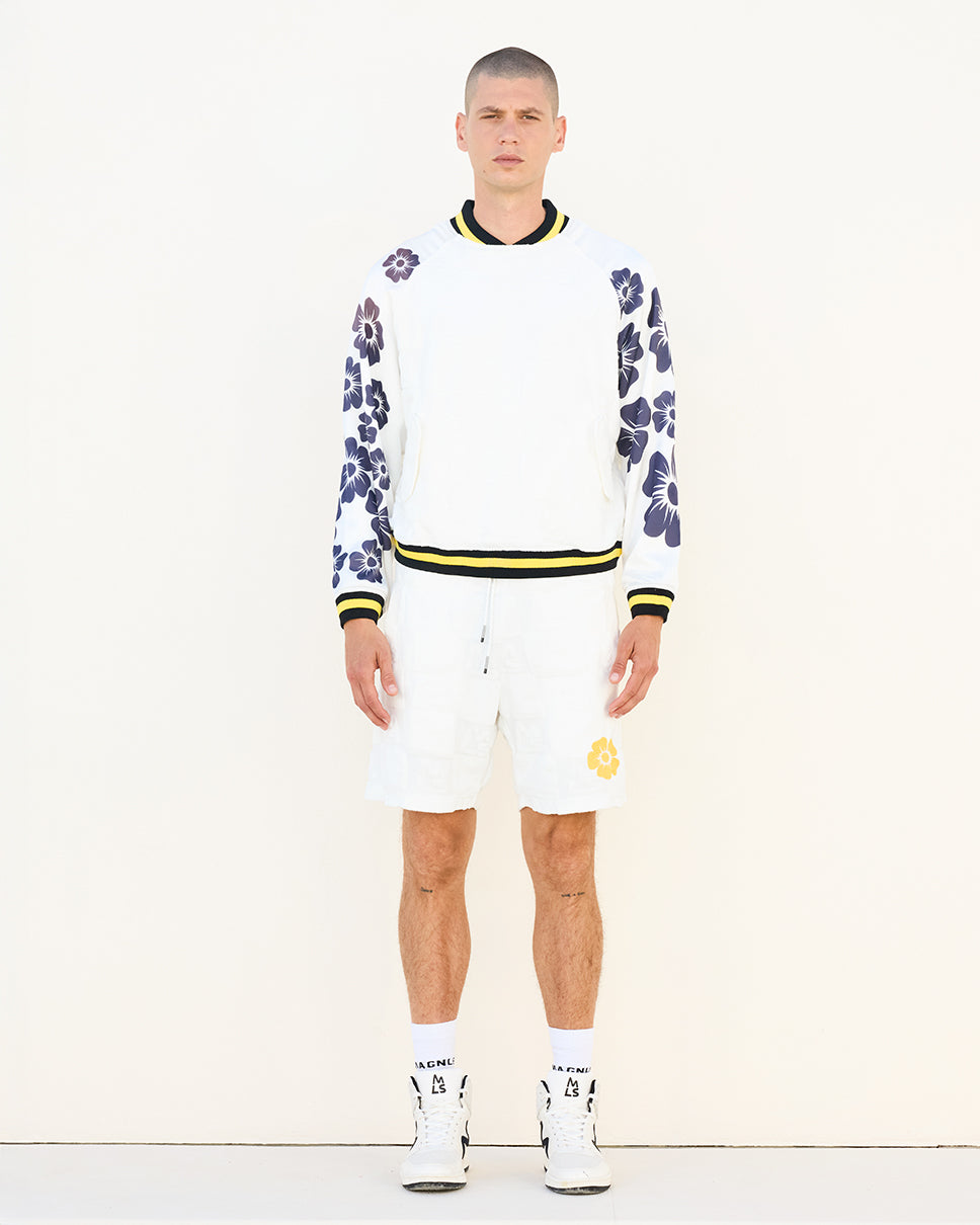 Floral Letterman Pullover