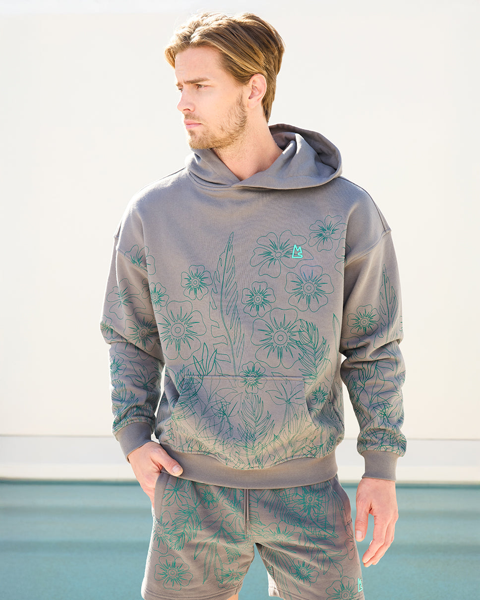 Gray Floral Outline Ross Hoodie