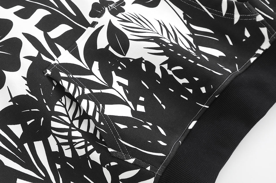 Black-White Floral Palm Ross Hoodie