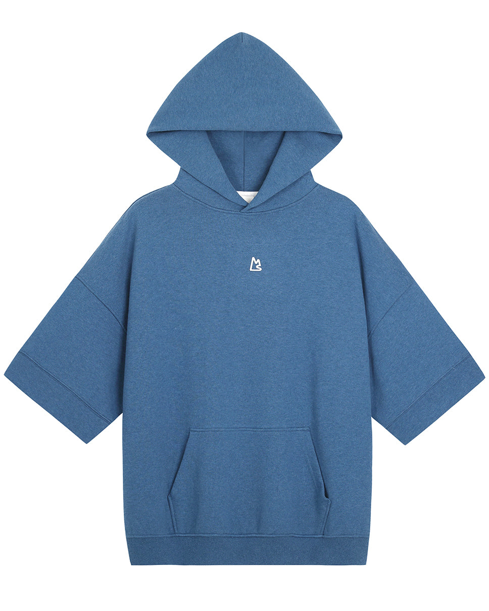 Heather Blue Essential Ross Short Sleeve Hoodie