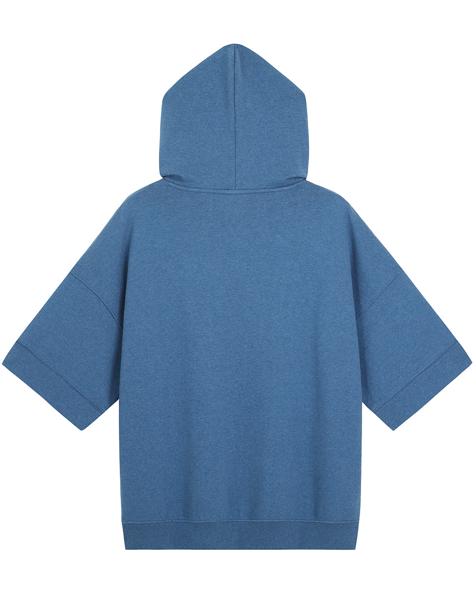 Heather Blue Essential Ross Short Sleeve Hoodie