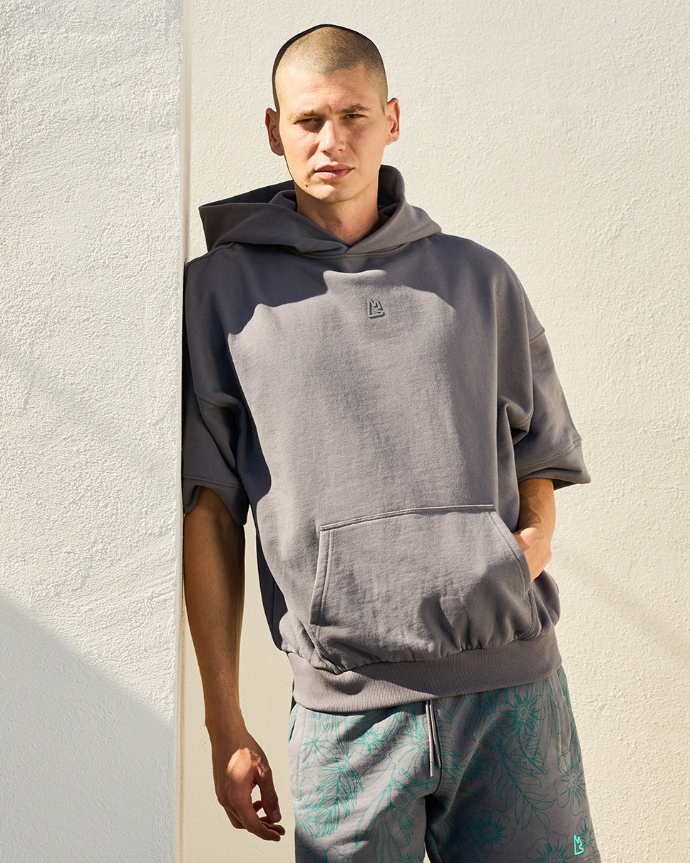 Ash Gray Essential Ross Short Sleeve Hoodie