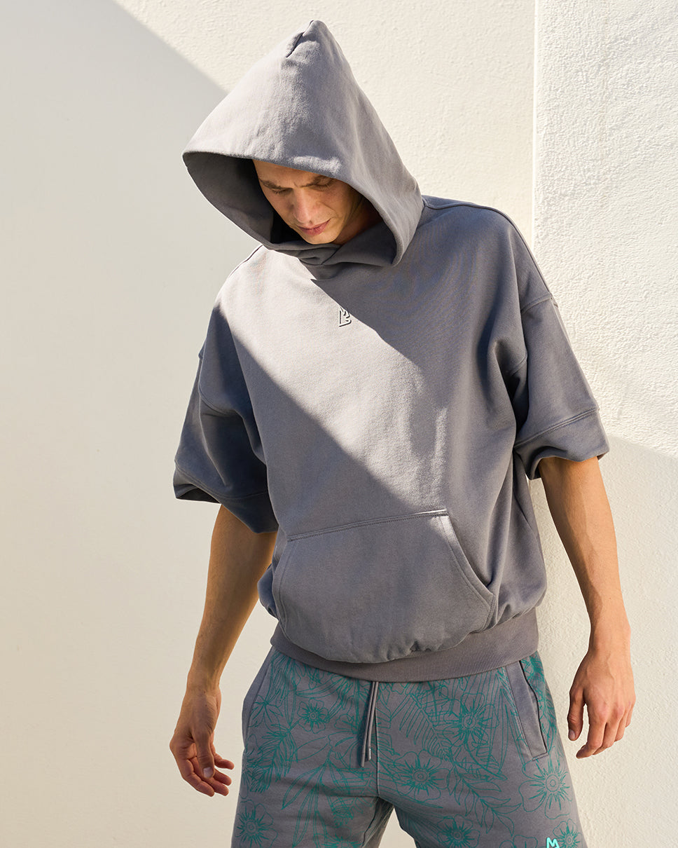 Ash Gray Essential Ross Short Sleeve Hoodie