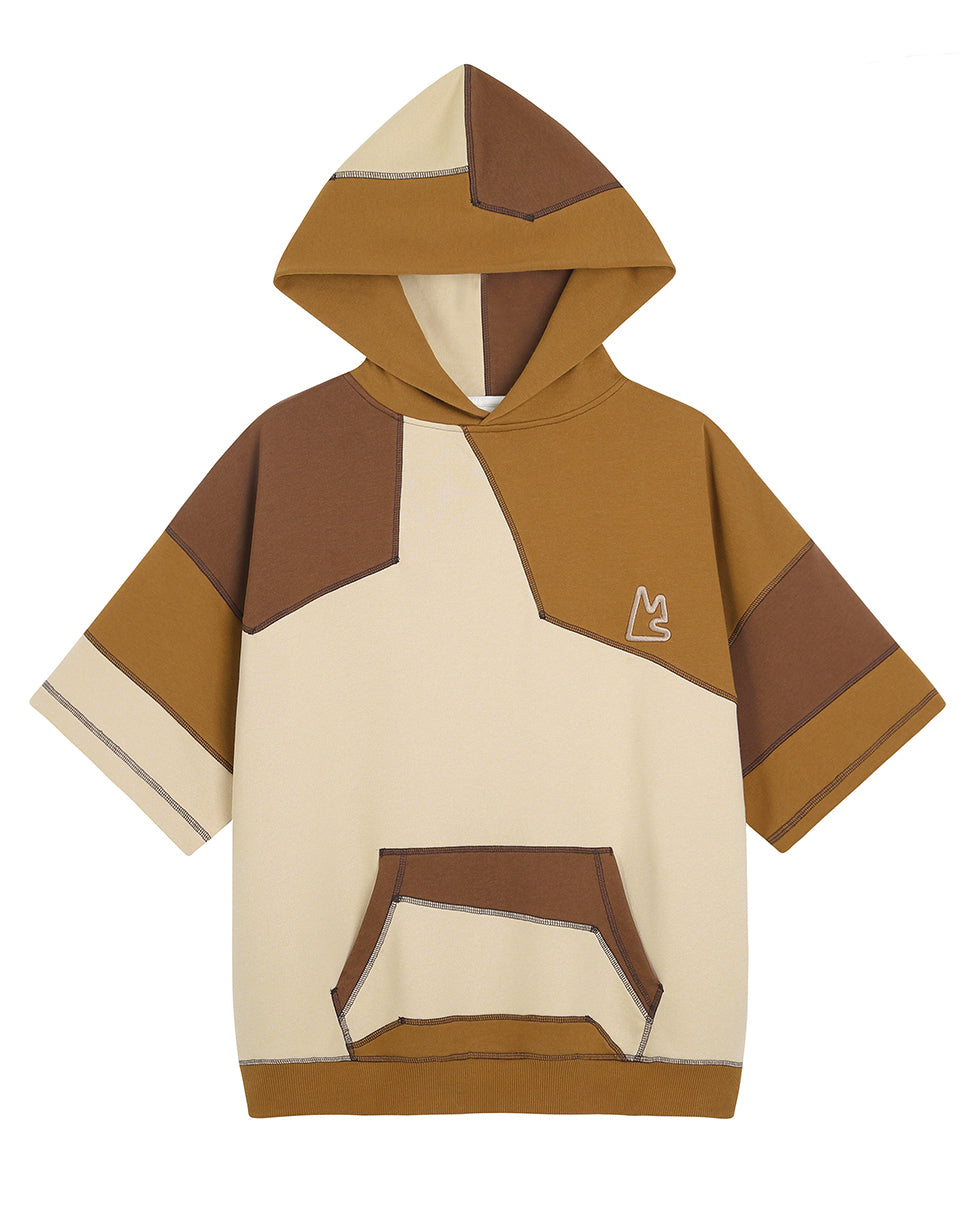 Cocoa Multi Patchwork Short Sleeve Hoodie