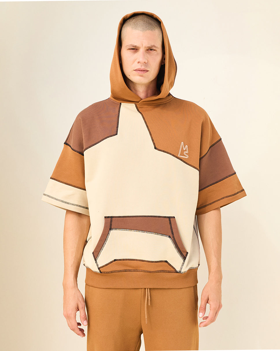 Patchwork Moss Short Sleeve Hoodie