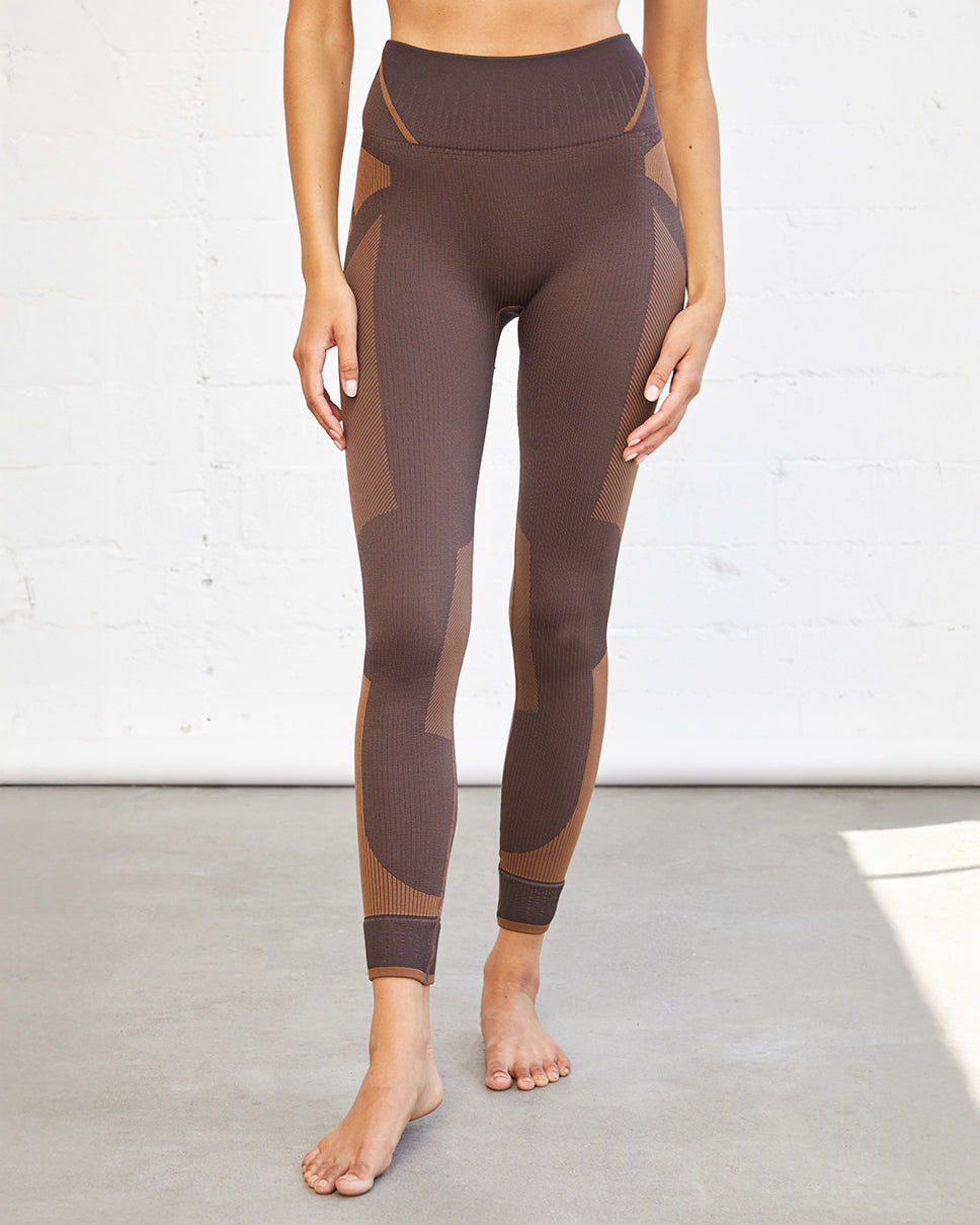 Women's Brown Biona Color-Blocked Leggings