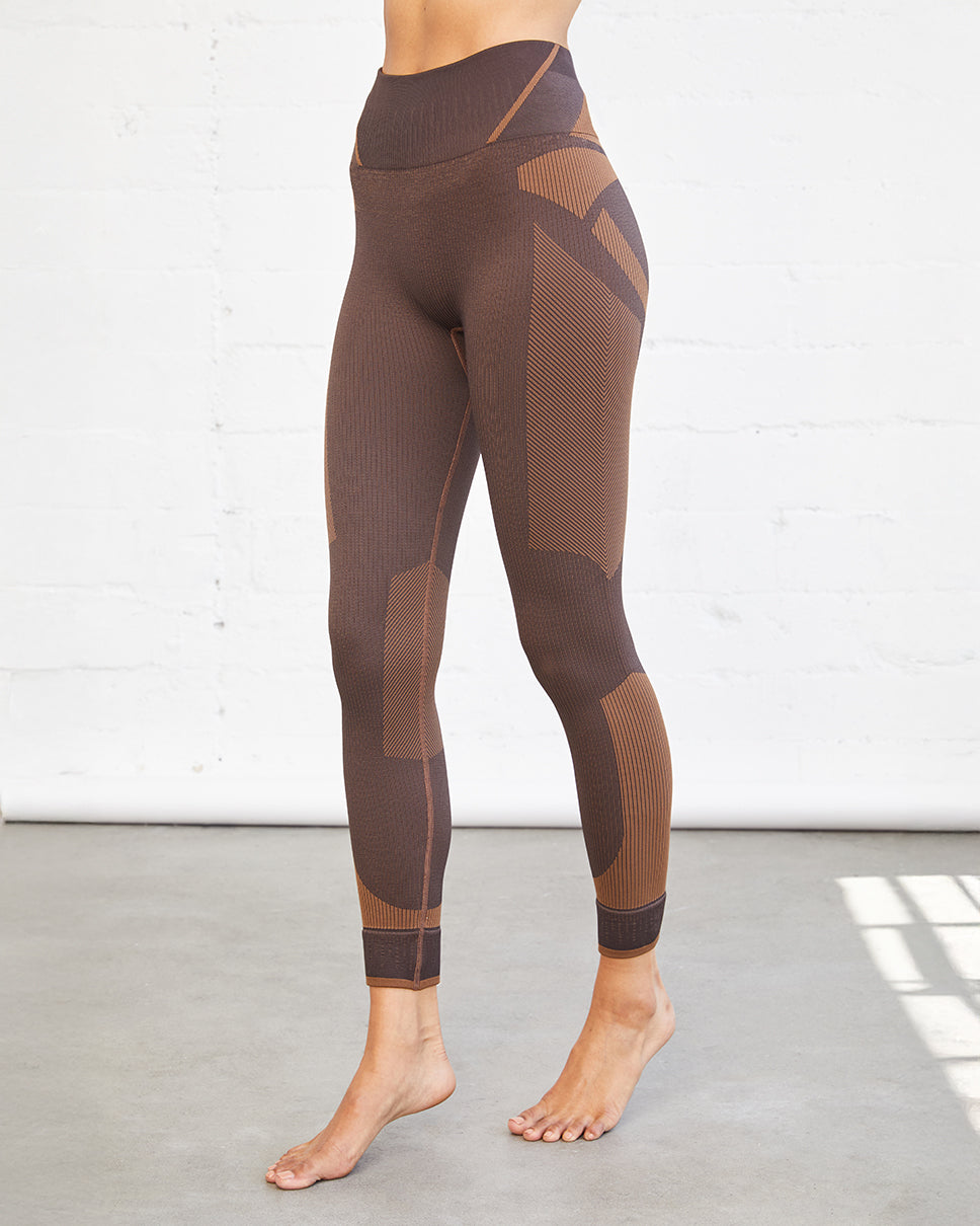 Women's Brown Biona Color-Blocked Leggings