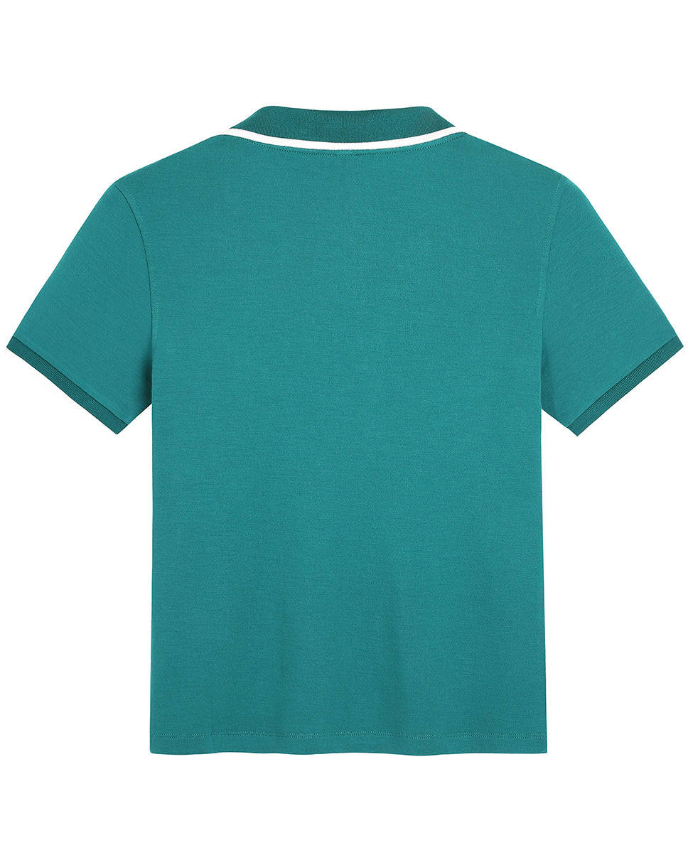 Teal Green White Alice Roya Polo