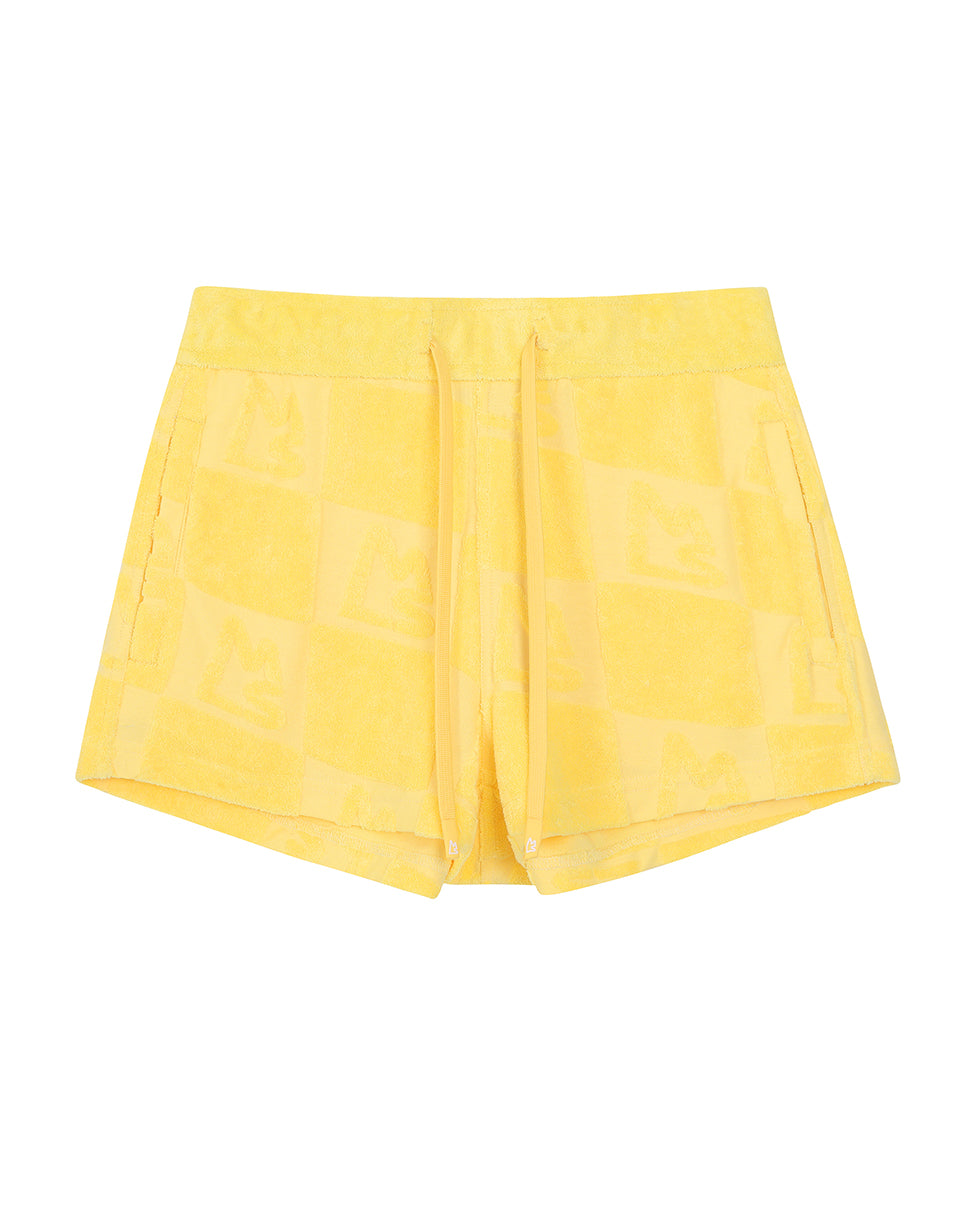 Yellow-Toweling-Mini-Shorts-1