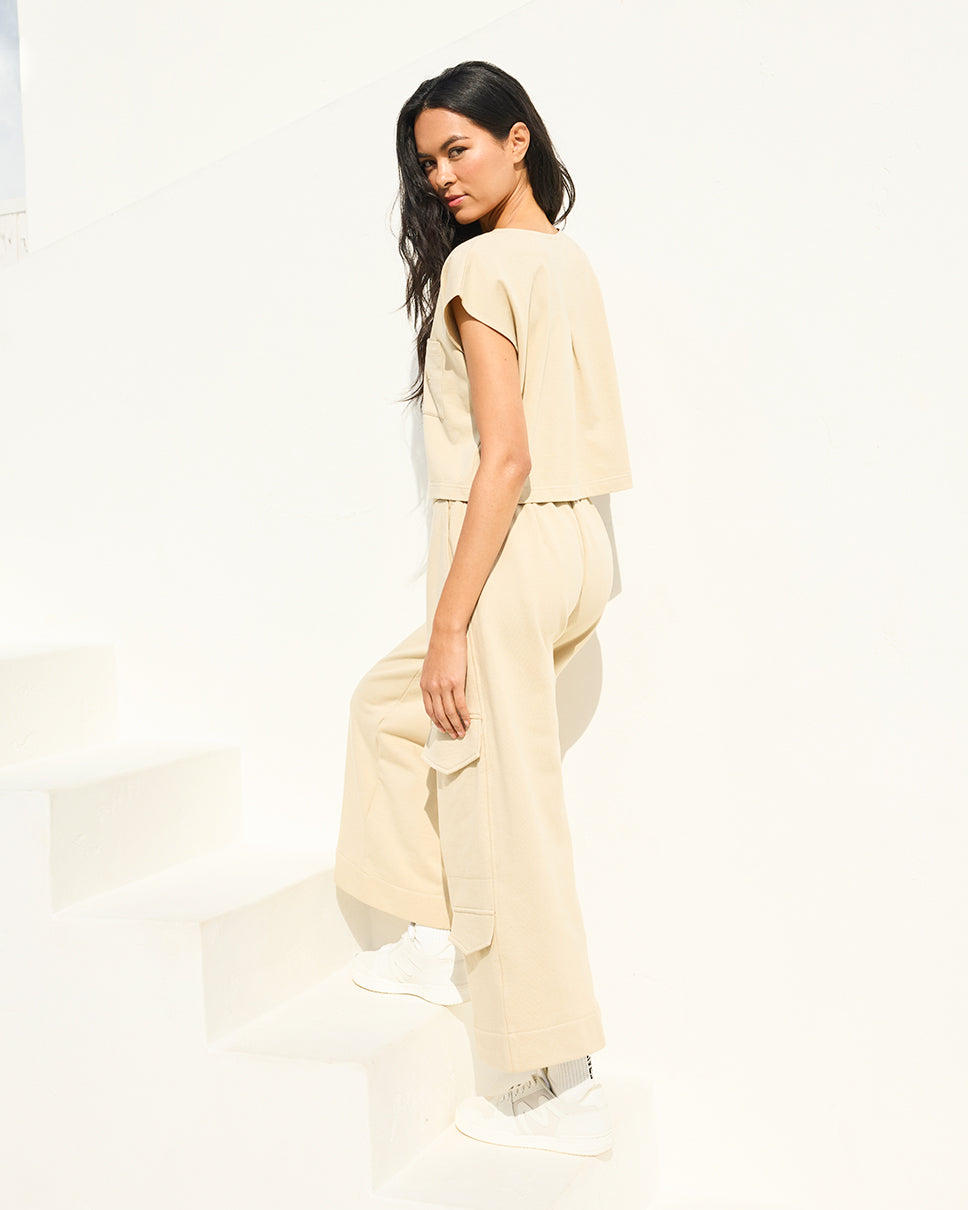 Khaki Cropped Cargo Pants