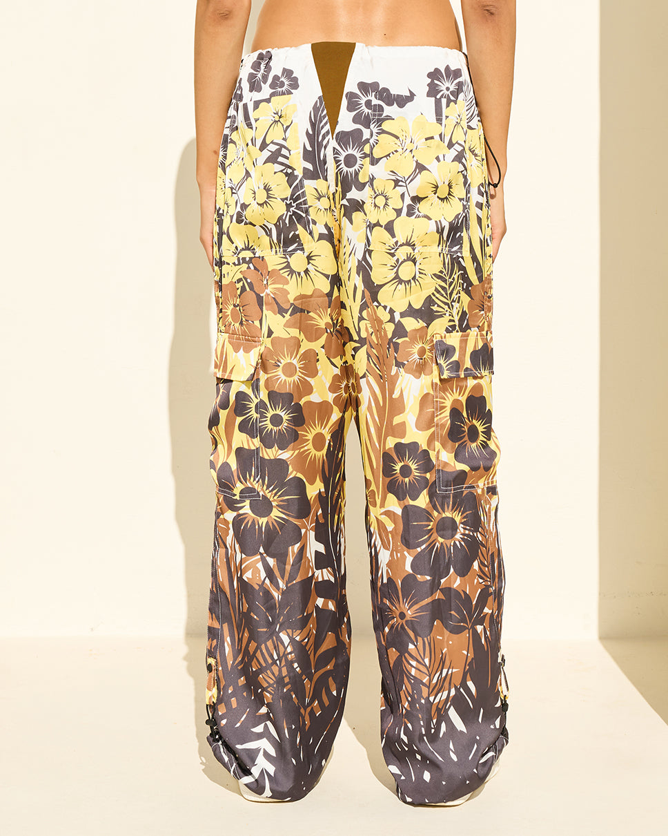 Floral Palm Archer Wide Leg Pants