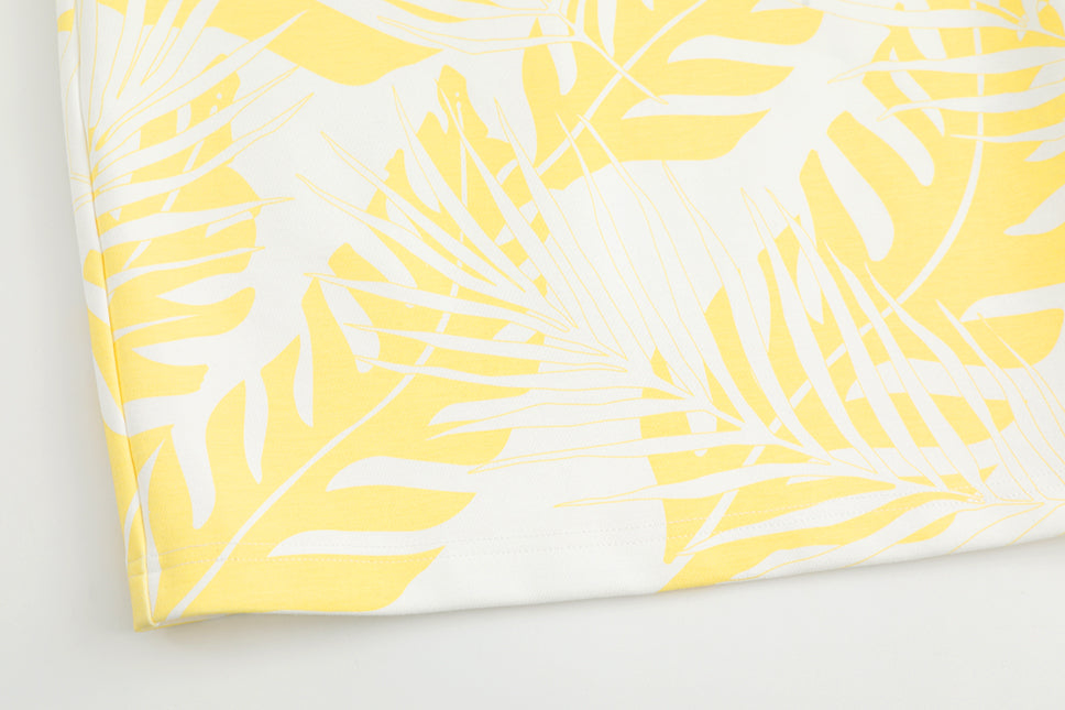White Yellow Floral Palm Dress