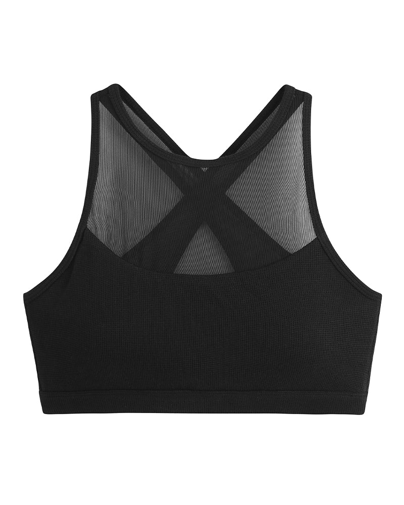 Waffle Knit Mesh Sports Bra