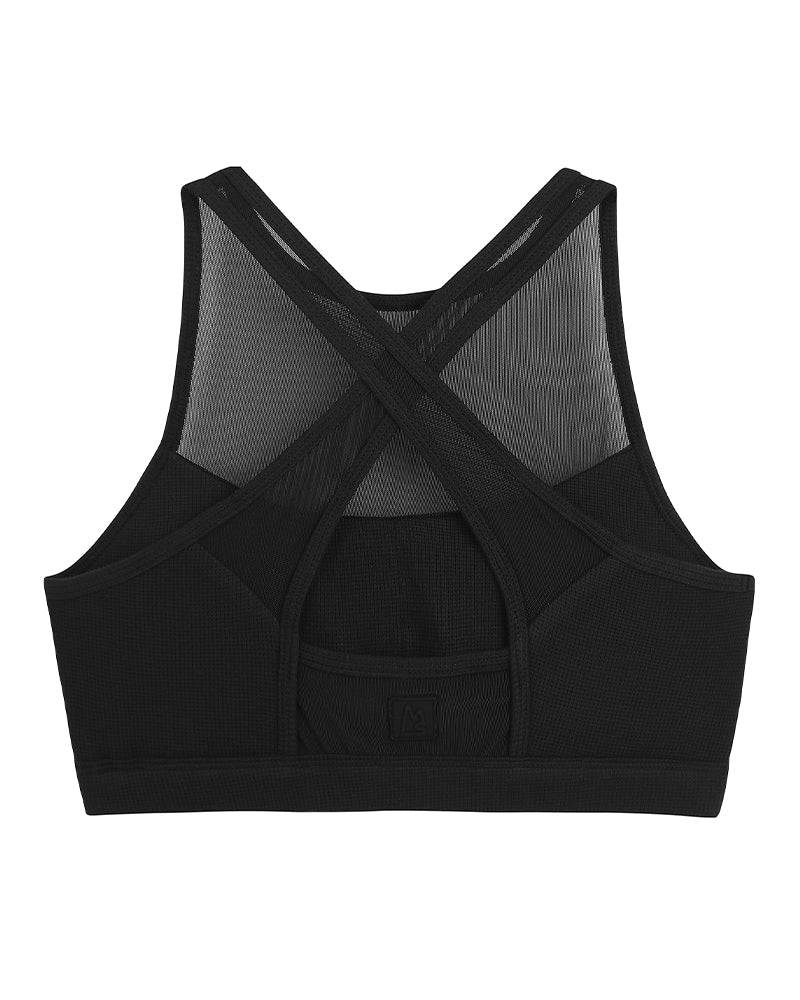 Waffle Knit Mesh Sports Bra