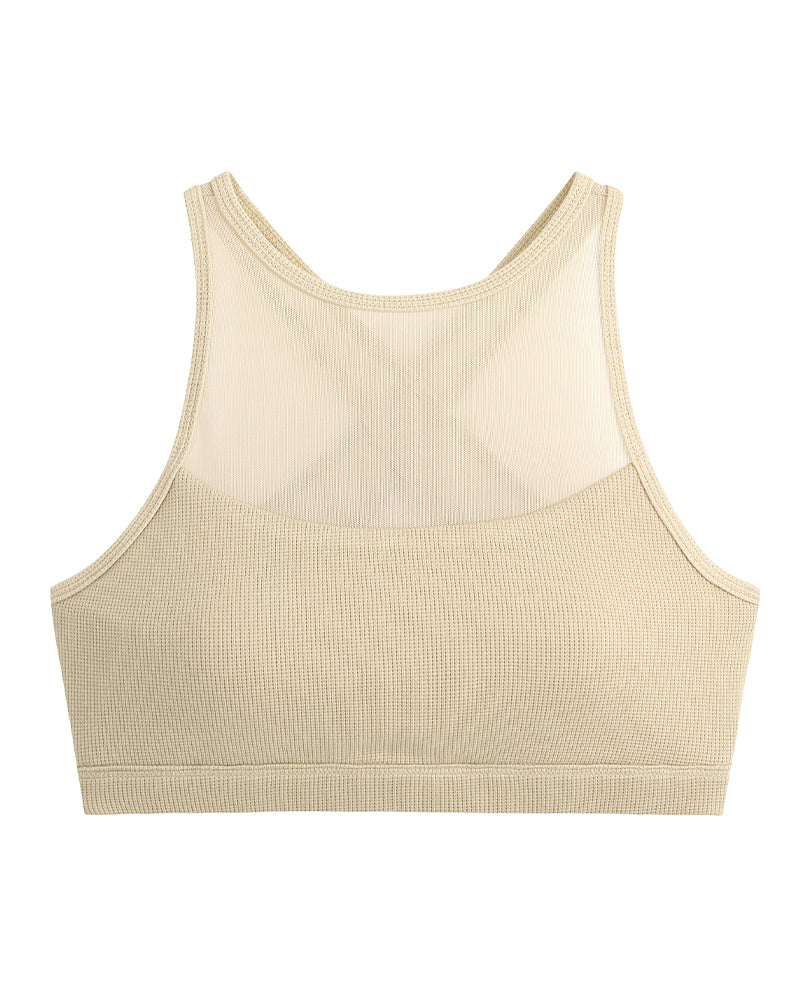 Waffle Knit Mesh Sports Bra