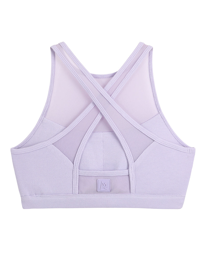 Waffle Knit Mesh Sports Bra