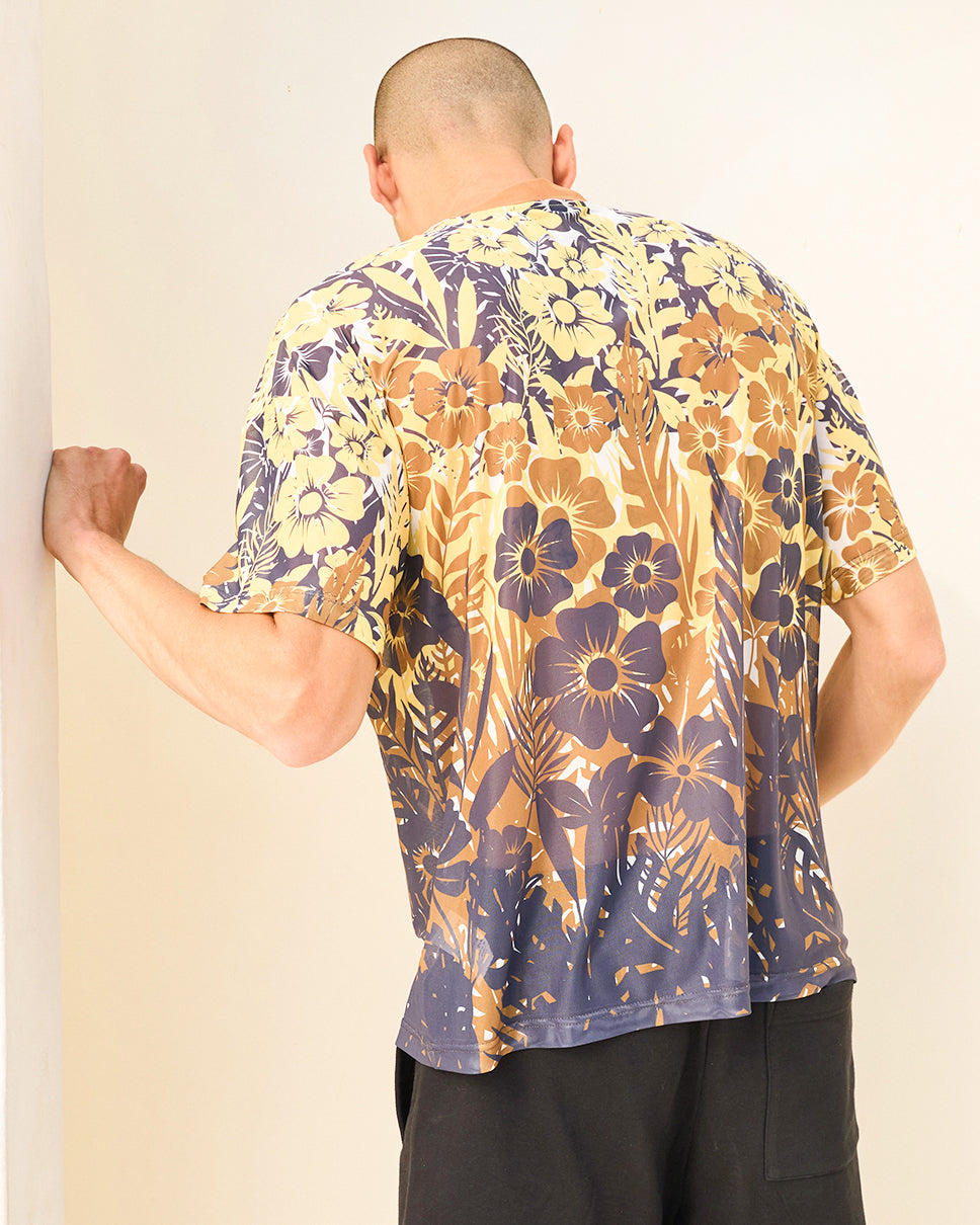 Floral Palm Mesh Boxy Tee