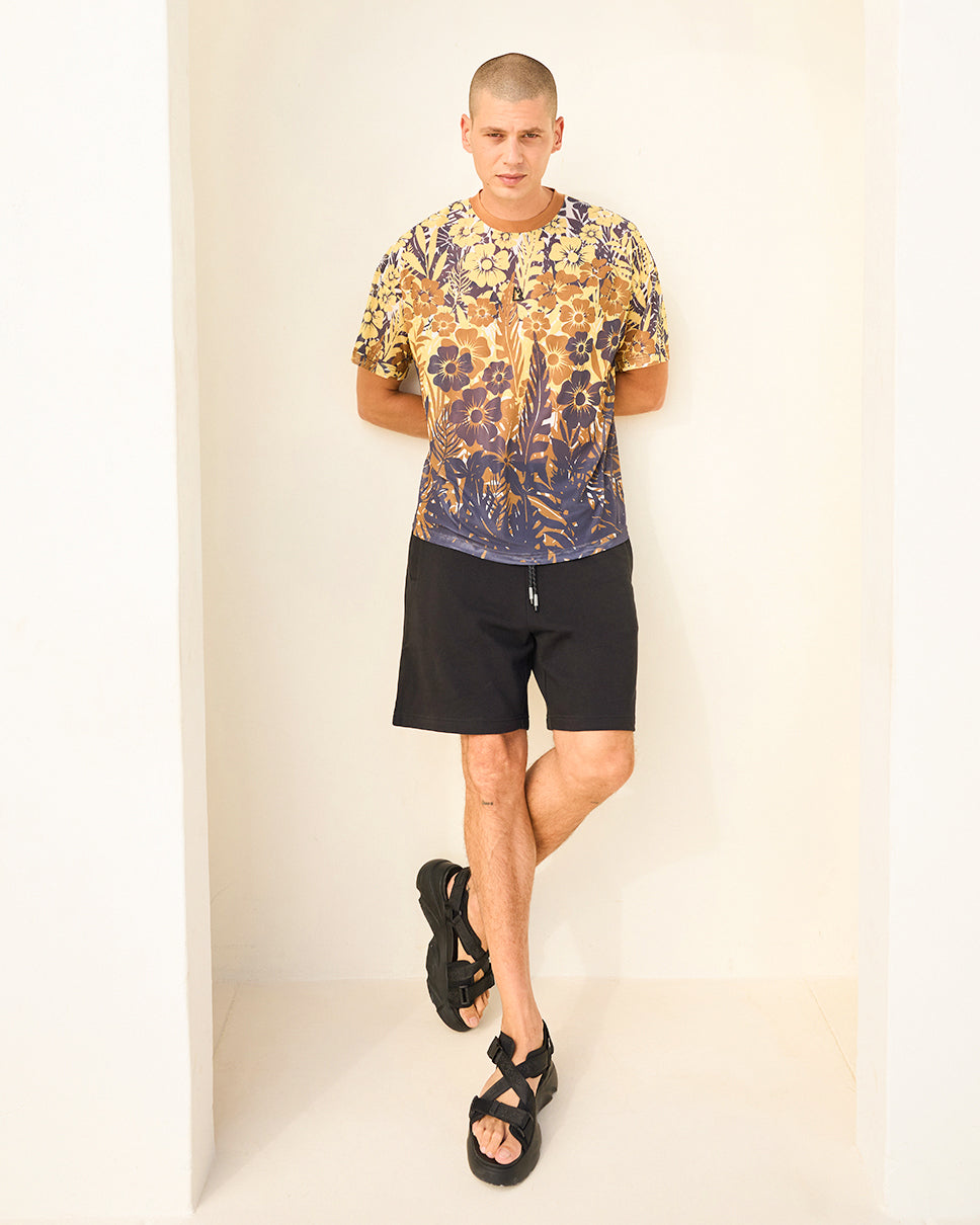 Floral Palm Mesh Boxy Tee