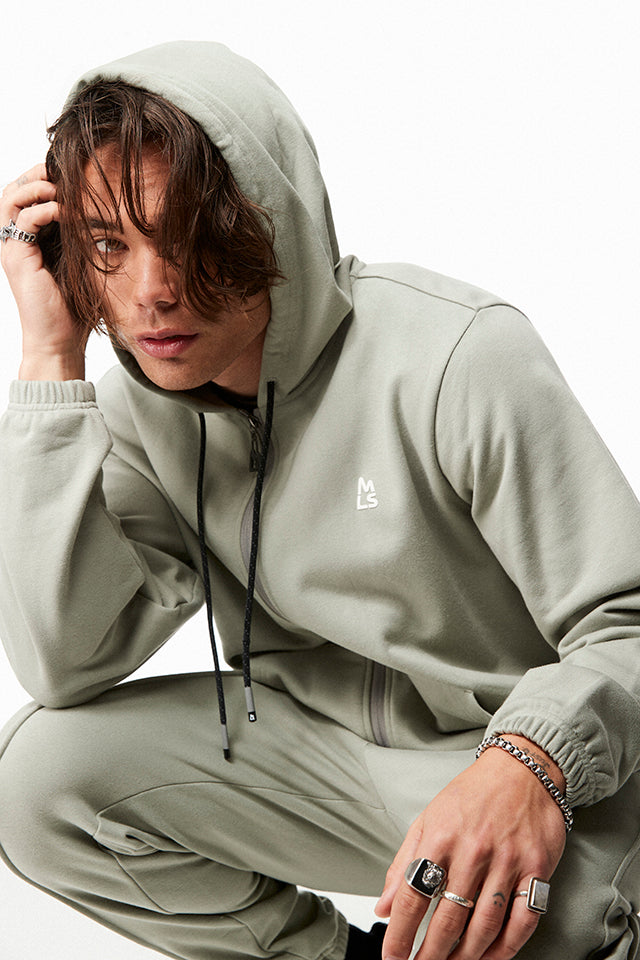 Essential Banded Zip-Up Hoodie