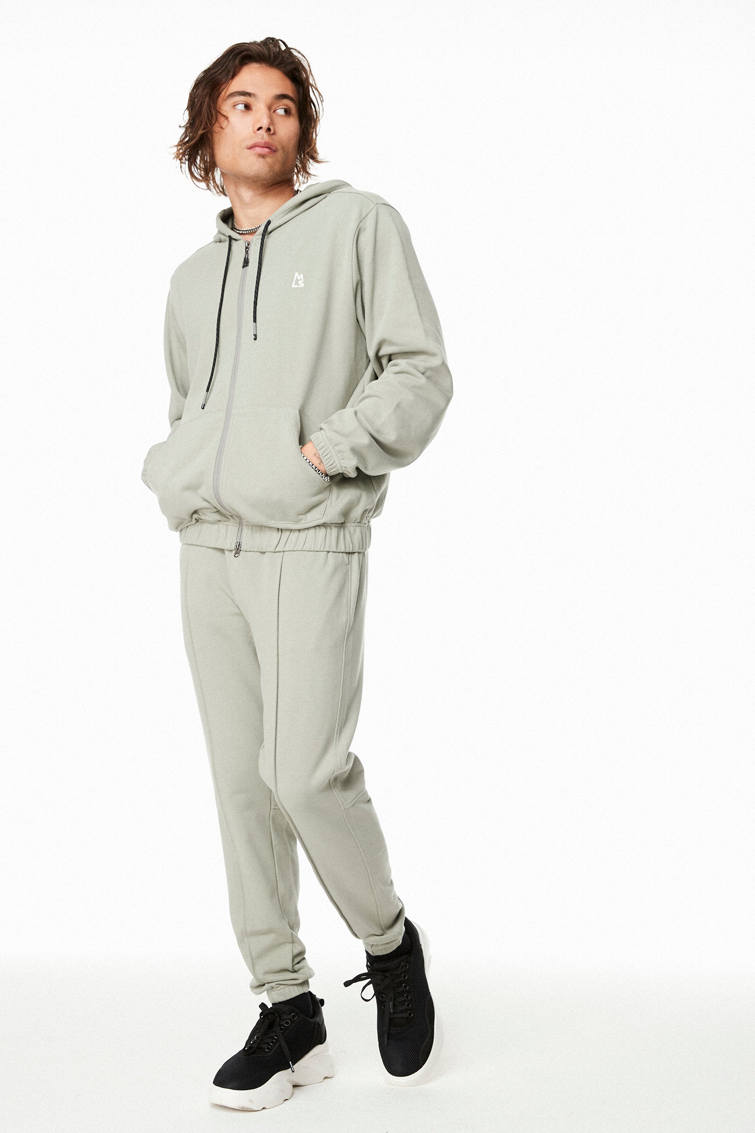 Essential Banded Zip-Up Hoodie