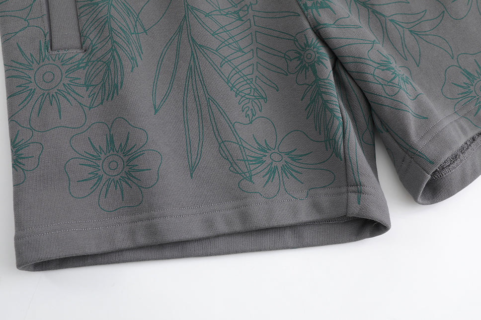 Grey Floral Outline Ross 6" Shorts