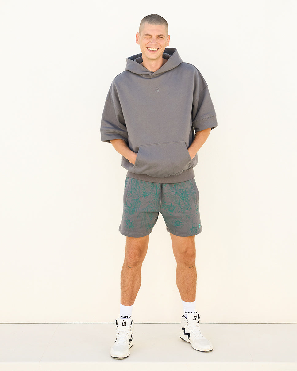 Grey Floral Outline Ross 6" Shorts