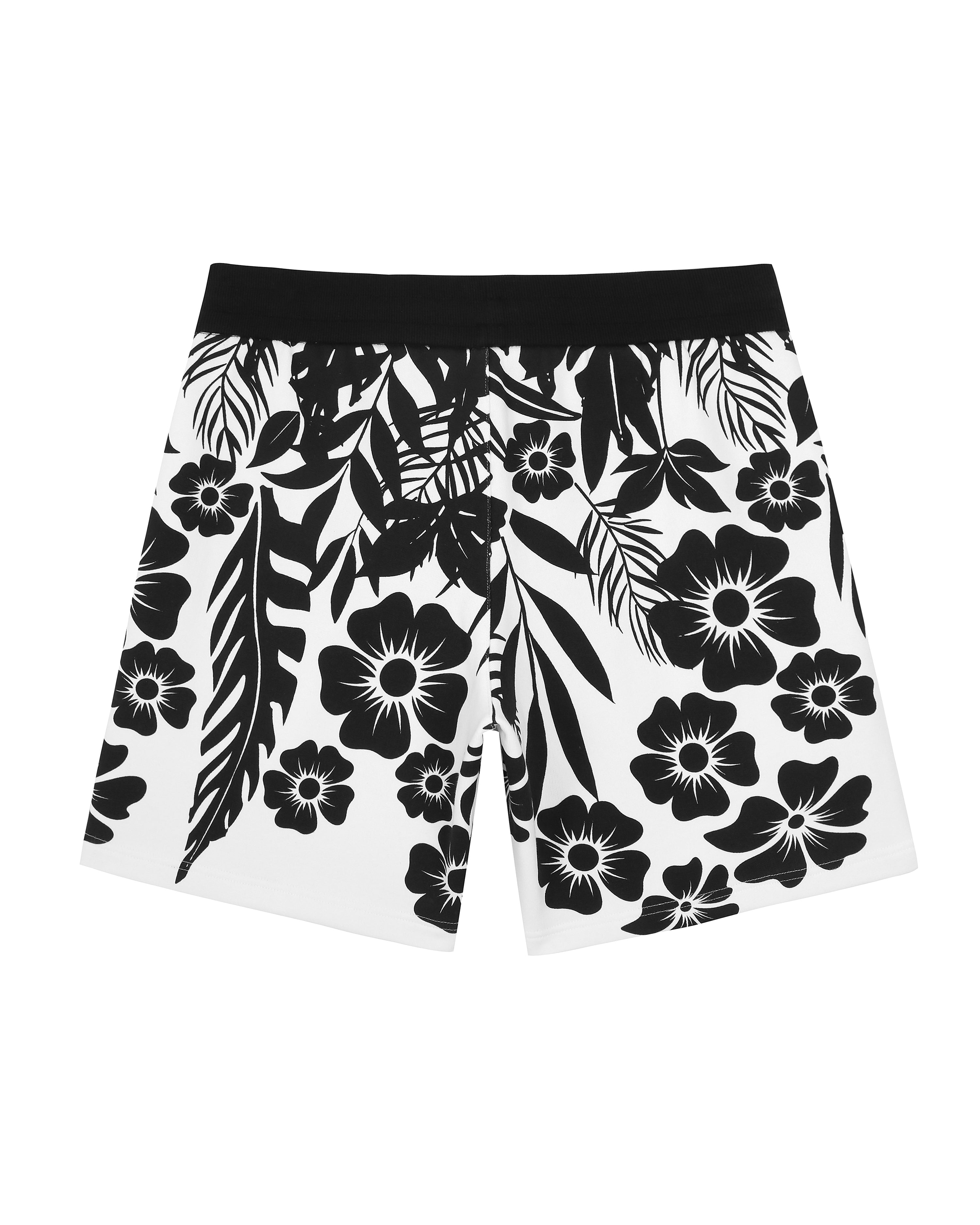 Black-WhiteFloral Palm Ross 6" Shorts