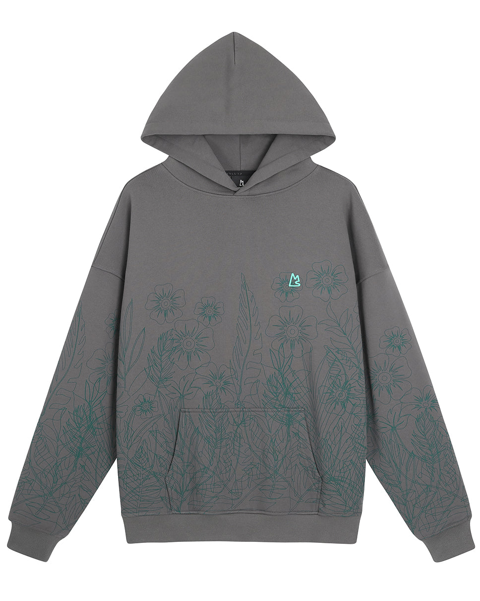 Gray Floral Outline Ross Hoodie
