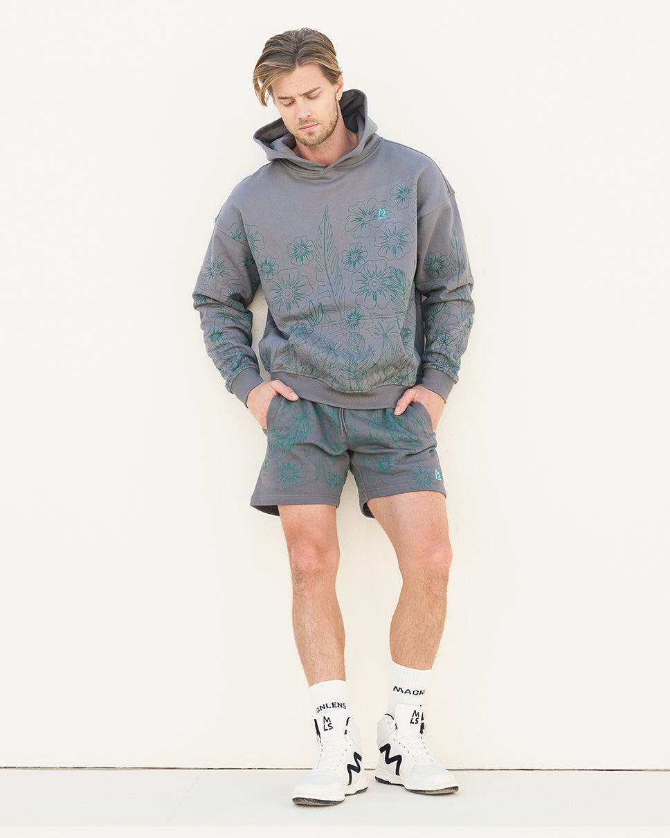 Gray Floral Outline Ross Hoodie