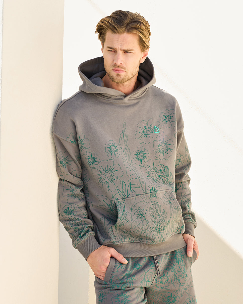 Gray Floral Outline Ross Hoodie