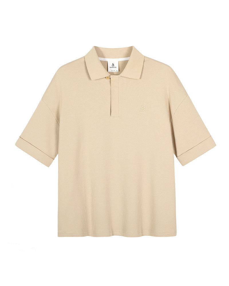 Waffle Knit Boxy Polo
