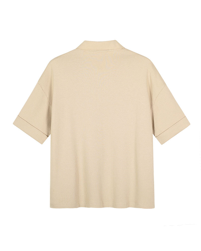 Waffle Knit Boxy Polo