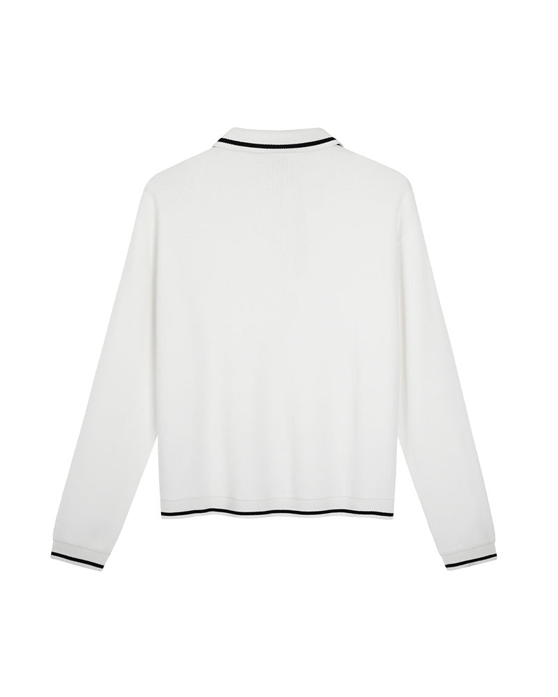 Waffle Knit Long Sleeve Polo