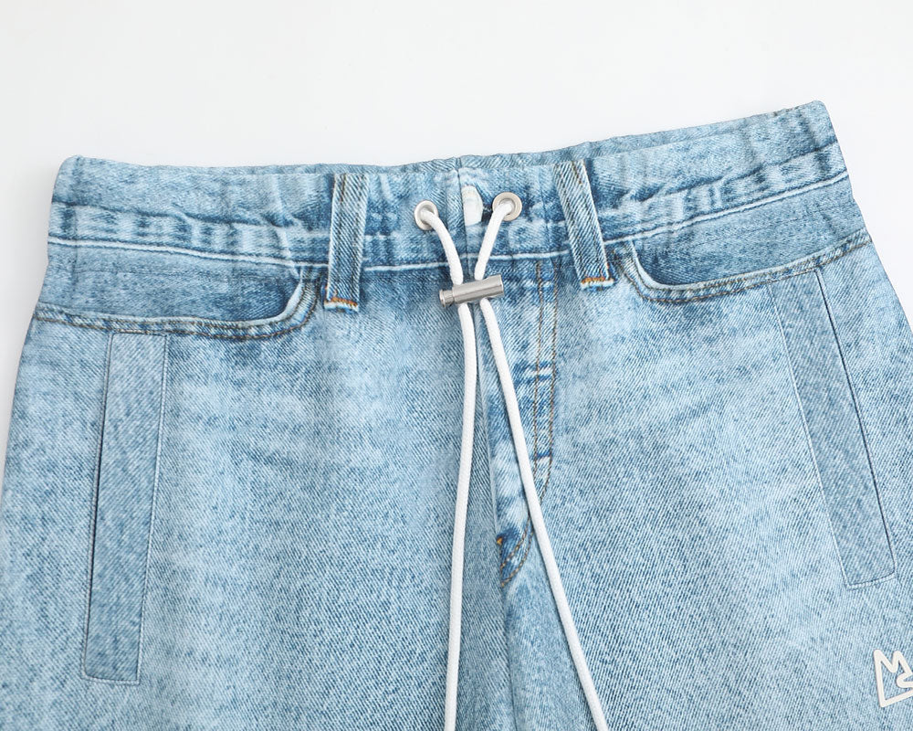 Relaxed Fit Denim Print Pants