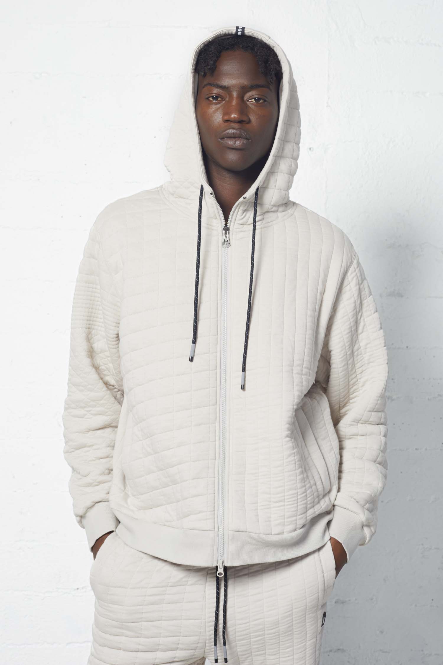 Rowan Quilted Jacquard Zip Up Hoodie