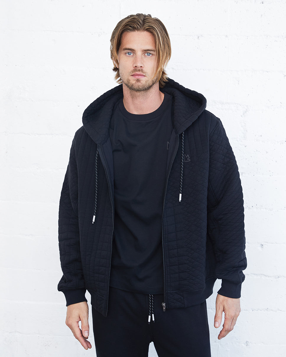 Zeno Quilted Jacquard Zip-Up Hoodie