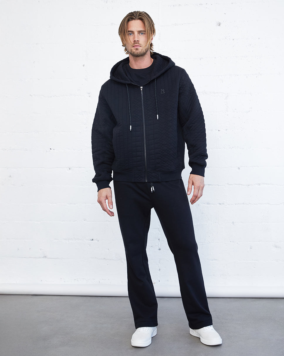 Zeno Quilted Jacquard Zip-Up Hoodie