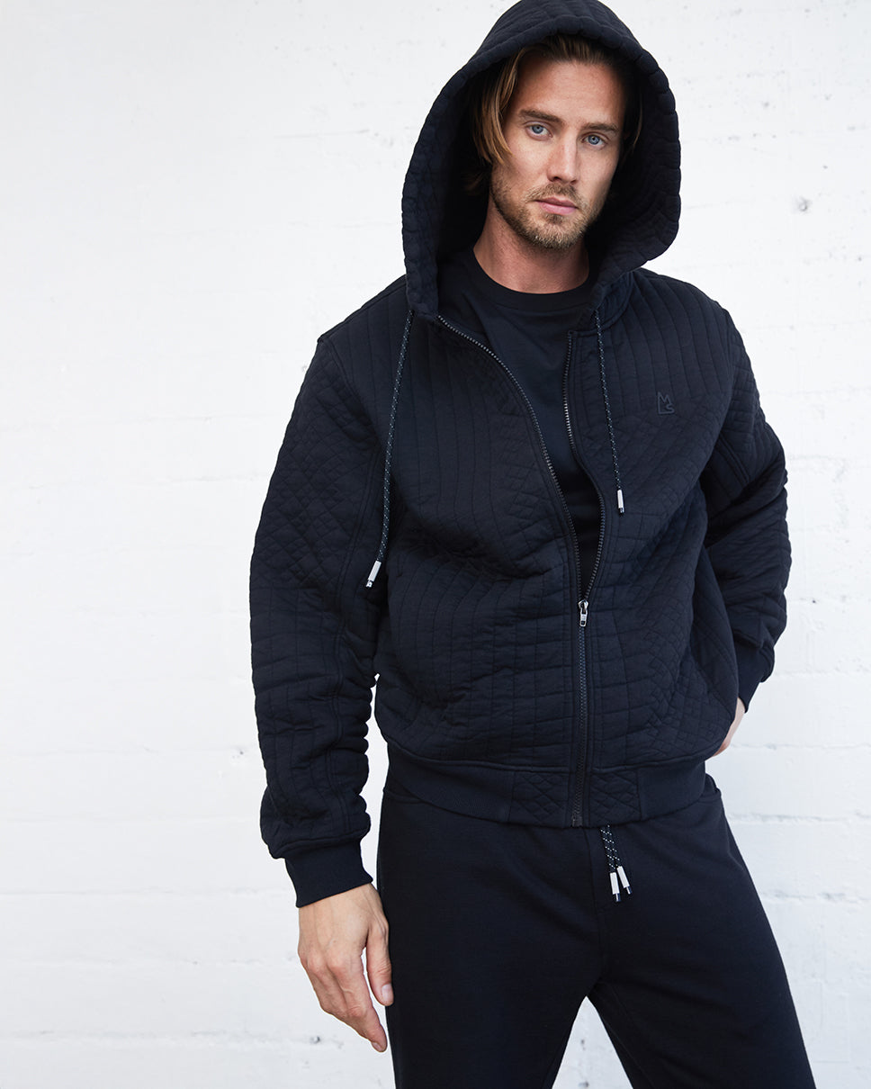 Zeno Quilted Jacquard Zip-Up Hoodie