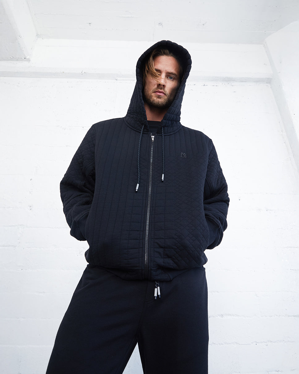 Zeno Quilted Jacquard Zip-Up Hoodie