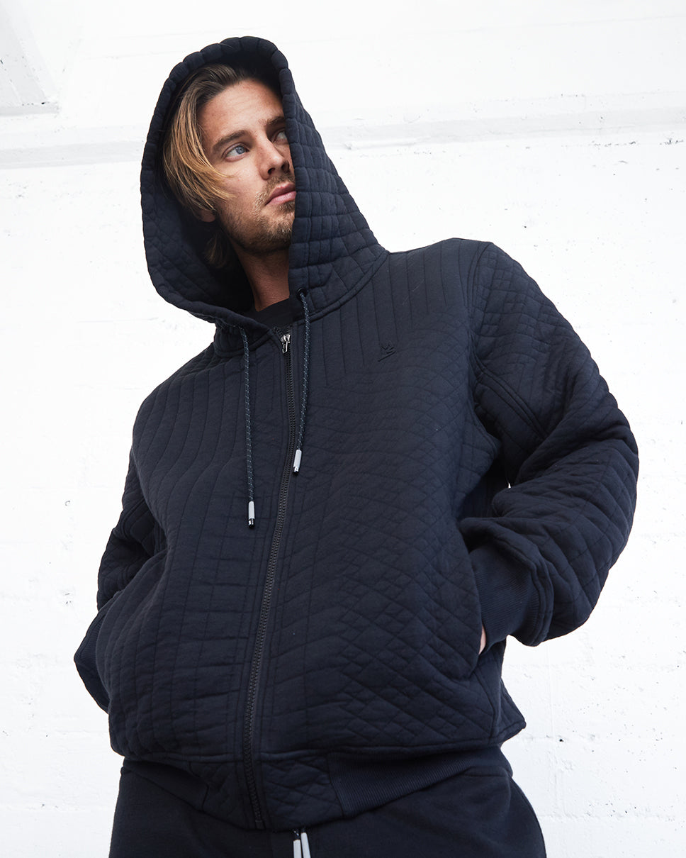 Zeno Quilted Jacquard Zip-Up Hoodie