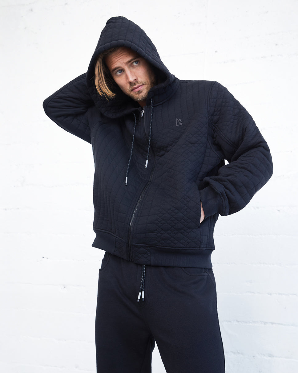 Zeno Quilted Jacquard Zip-Up Hoodie