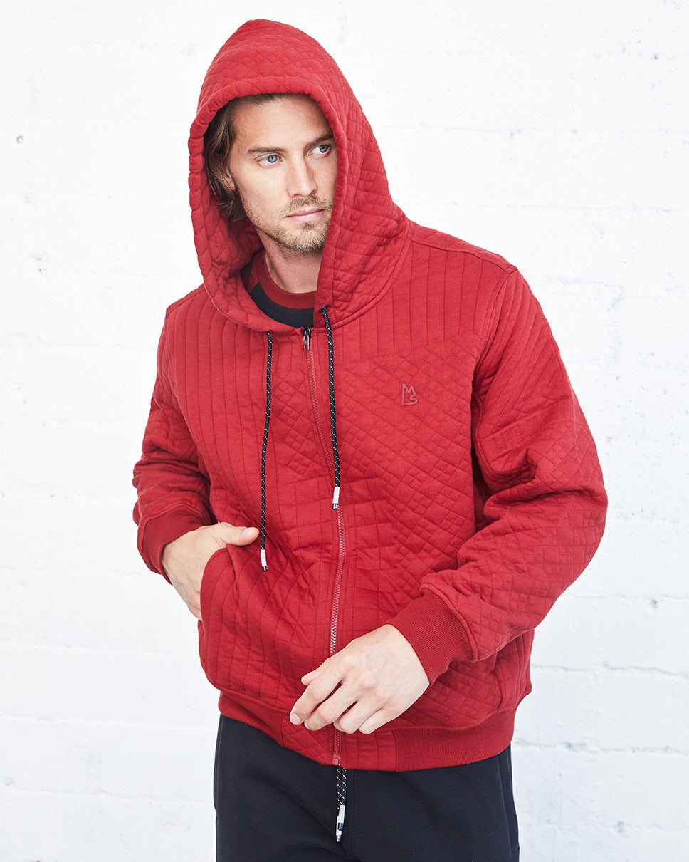 Zeno Quilted Jacquard Zip-Up Hoodie